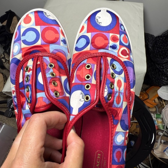 Coach Audrina Patchwork Satin Low Top Sneakers Sz 8.5 - Picture 6 of 10